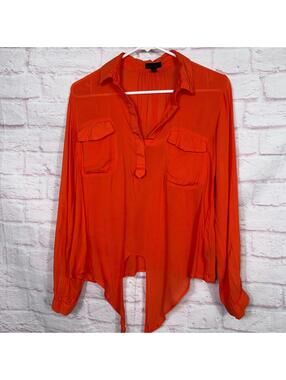 Mine Women's Large Orange High-Low Hem Blouse